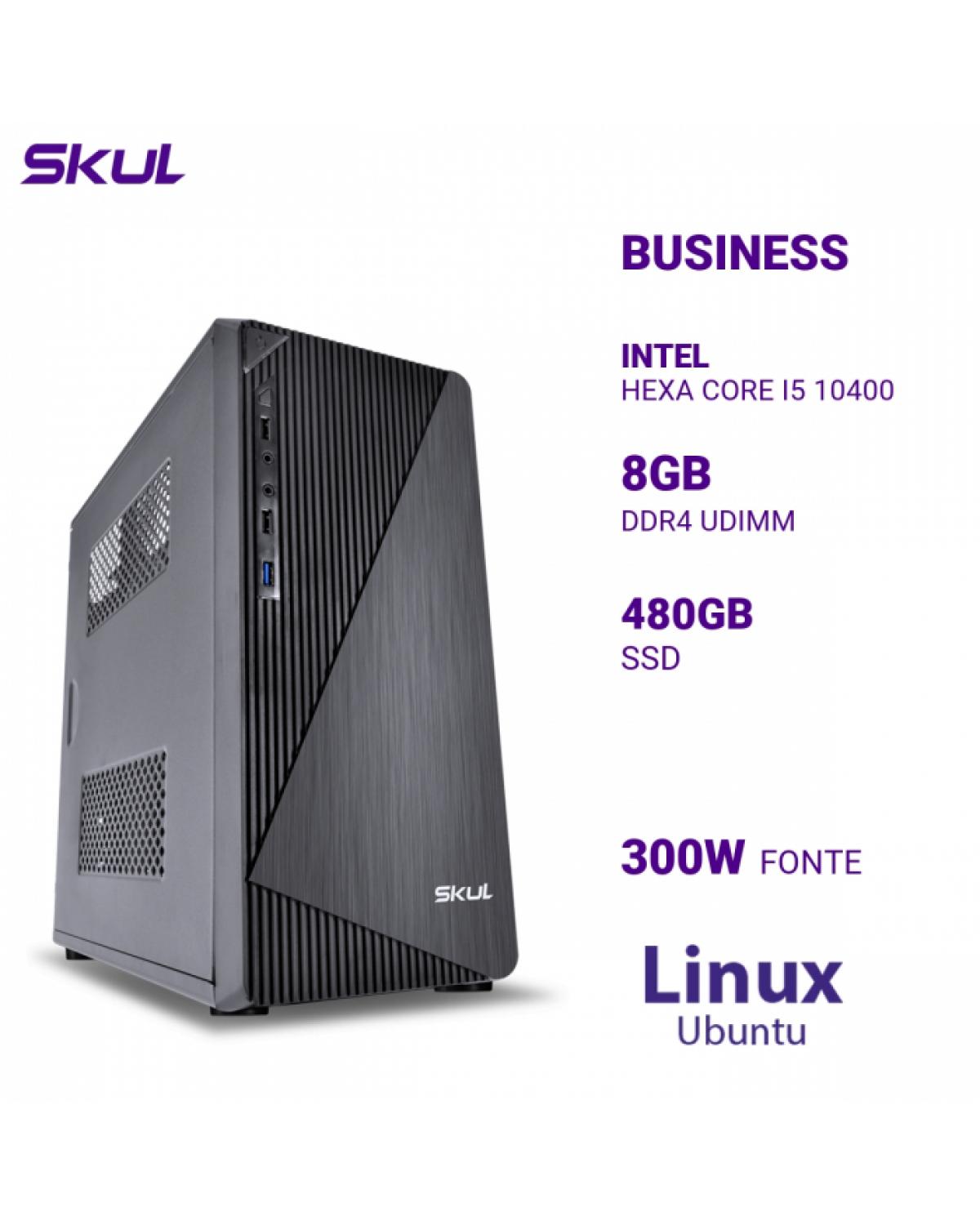 COMPUTADOR BUSINESS B500 HEXA CORE I5 10400 MEMÓRIA 8GB DDR4 SSD 480GB FONTE 300W PFC ATIVO LINUX UBUNTU