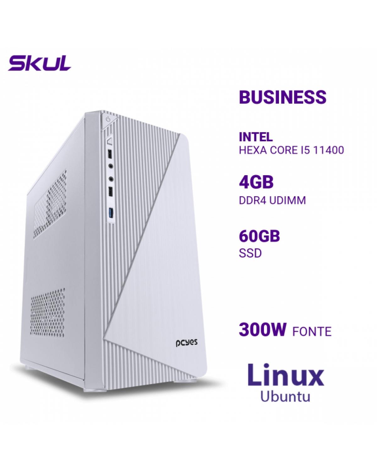 COMPUTADOR BUSINESS B500 HEXA CORE I5 11400 MEM 4GB DDR4 SSD 60GB FONTE 300W LINUX