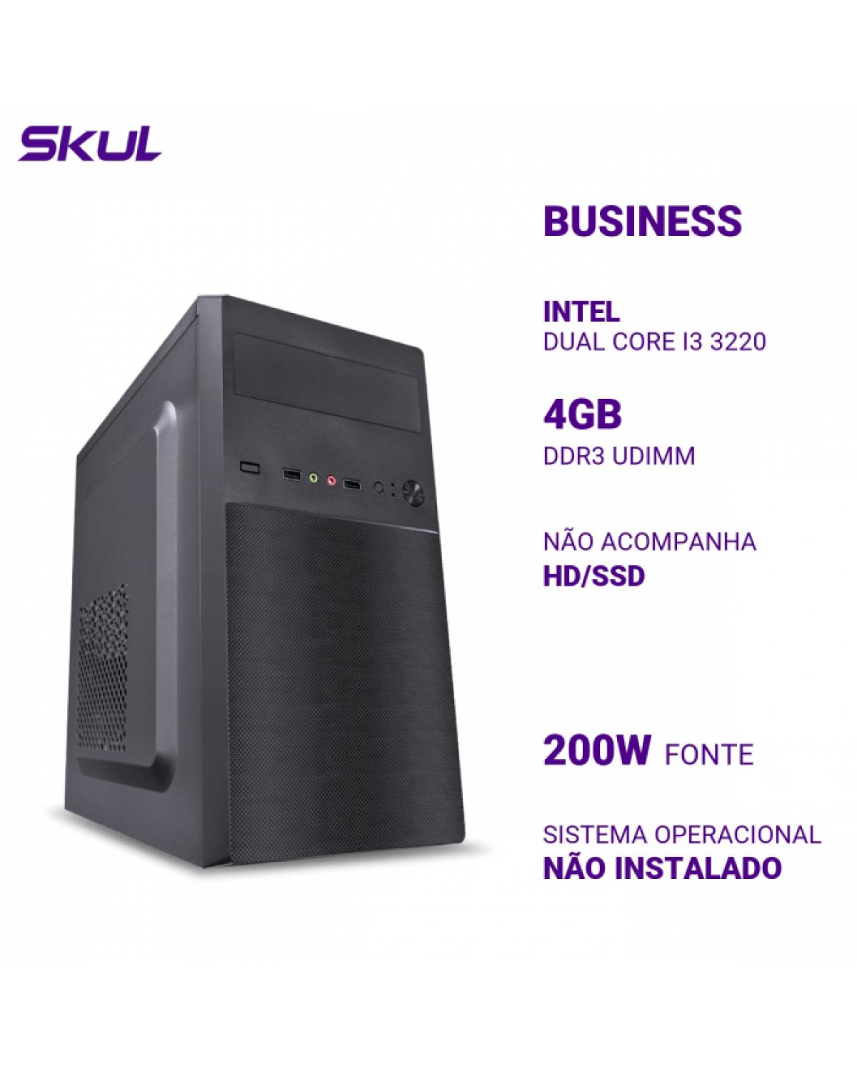 COMPUTADOR BUSINESS B300 DUAL CORE I3 3220 MEM 4GB DDR3 SEM HD/SSD FONTE 200W