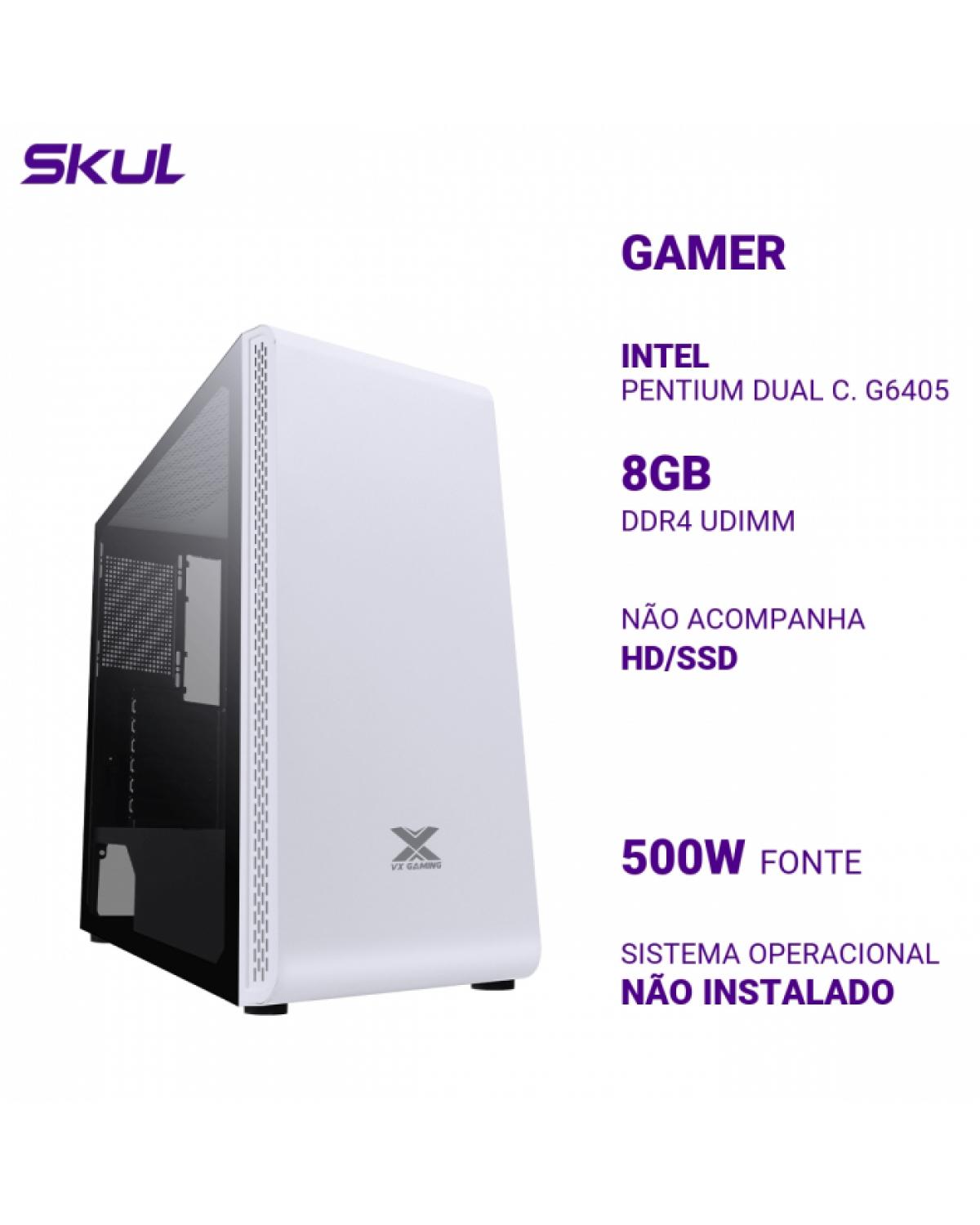 COMPUTADOR GAMER 1000 PENTIUM DUAL C. G6405 MEM 8GB DDR4 SEM HD/SSD FONTE 500W