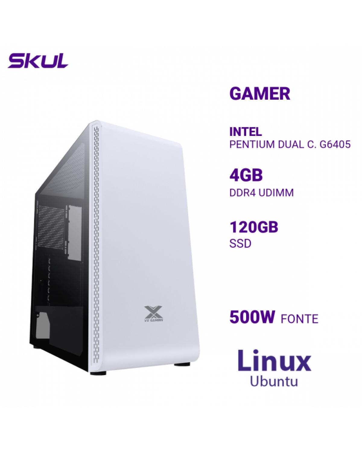 COMPUTADOR GAMER 1000 PENTIUM DUAL C. G6405 MEM 4GB DDR4 SSD 120GB FONTE 500W LINUX