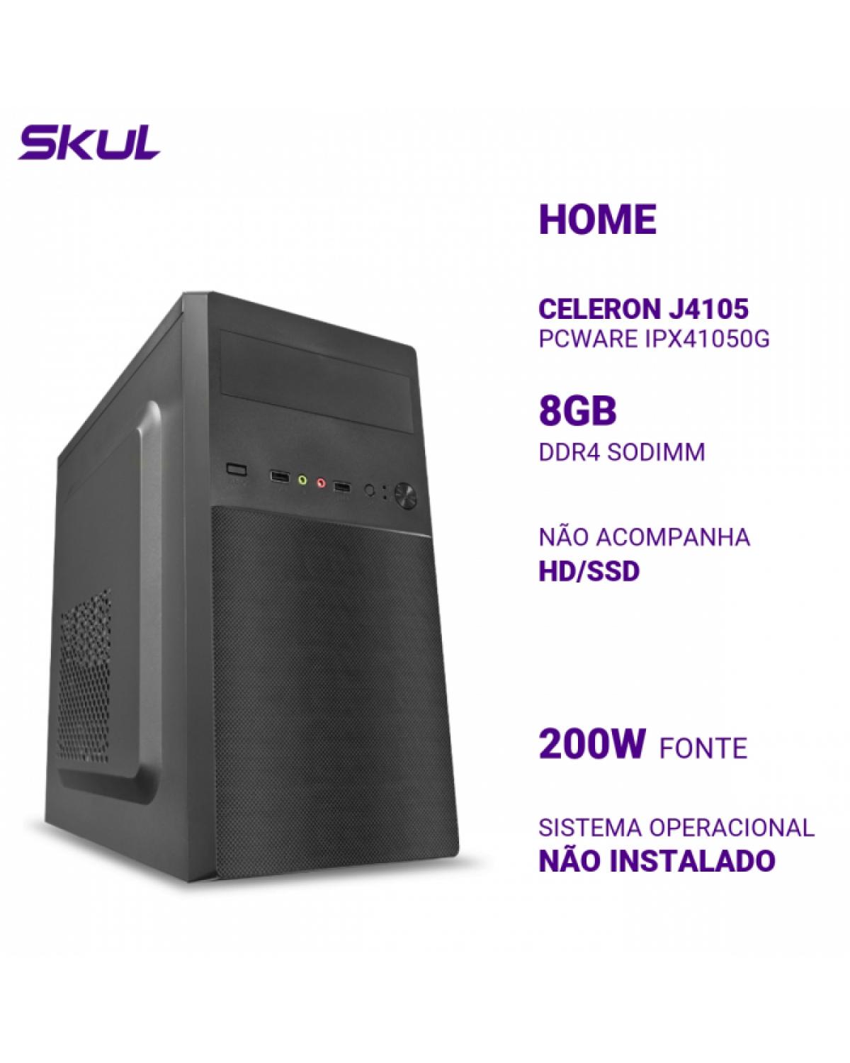 COMPUTADOR H100 CELERON J4105 PCWARE IPX41050G  MEMÓRIA 8GB DDR4 SEM HD/SSD FONTE 200W