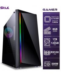 COMPUTADOR GAMER 3000 - I3 10100F 3.7GHZ 10ª GER. MEM. 8GB DDR4 SSD 120GB HD 1TB RX550 4GB FONTE 500W  - PFC ATIVO