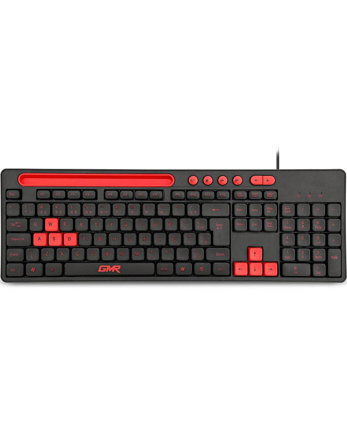 TECLADO MULTIMIDIA GAMER USB COM SUPORTE DE SMARTPHONE VERMELHO TC266