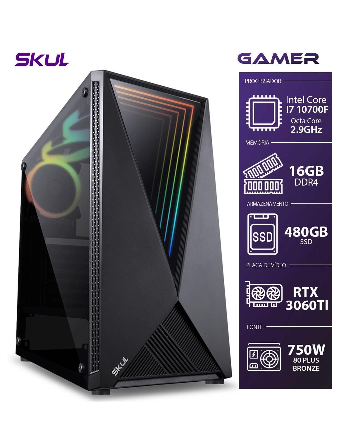 COMPUTADOR GAMER 7000 - I7 10700F 2.9GHZ 10ª GER. 16GB DDR4  SSD 480GB RTX 3060TI WATER COOLER 240MM FONTE 750W 80 PLUS