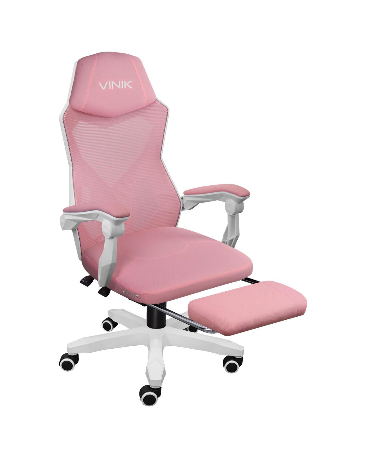 CADEIRA GAMER ROCKET BRANCA COM ROSA - CGR10BRS