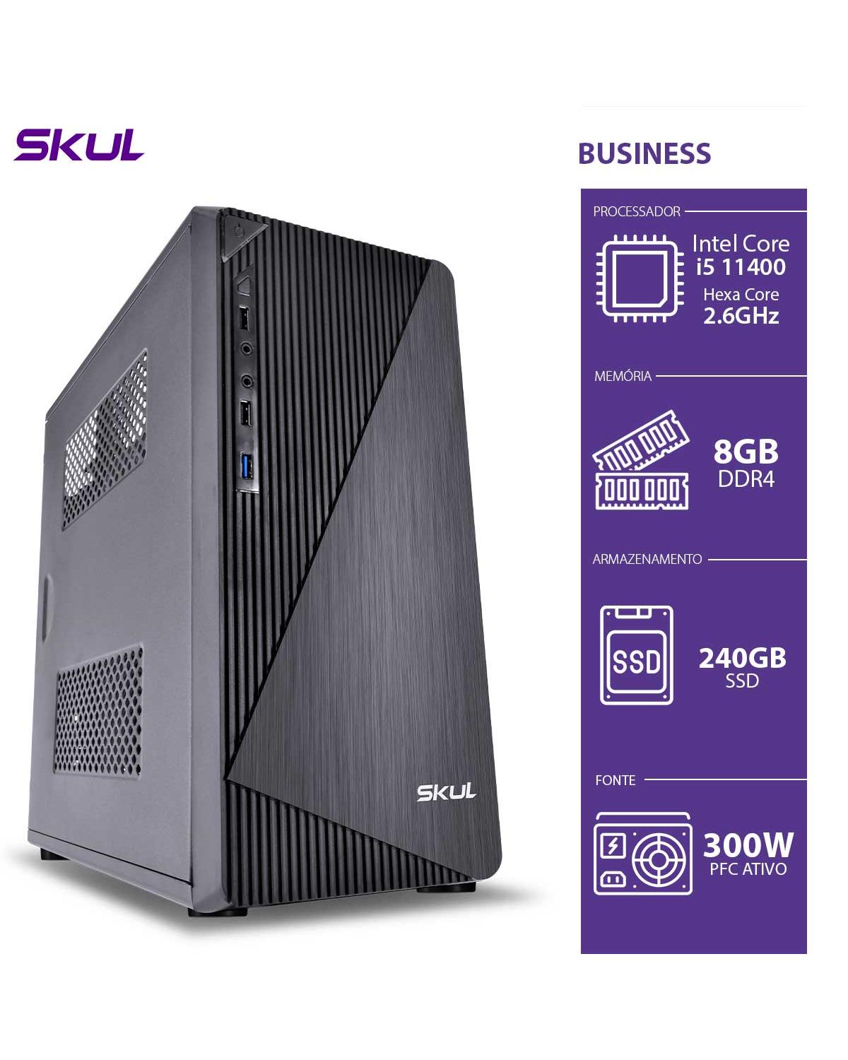 COMPUTADOR BUSINESS B500 - I5-11400 2.6GHZ 8GB DDR4 SSD 240GB HDMI/VGA FONTE 300W PFC ATIVO