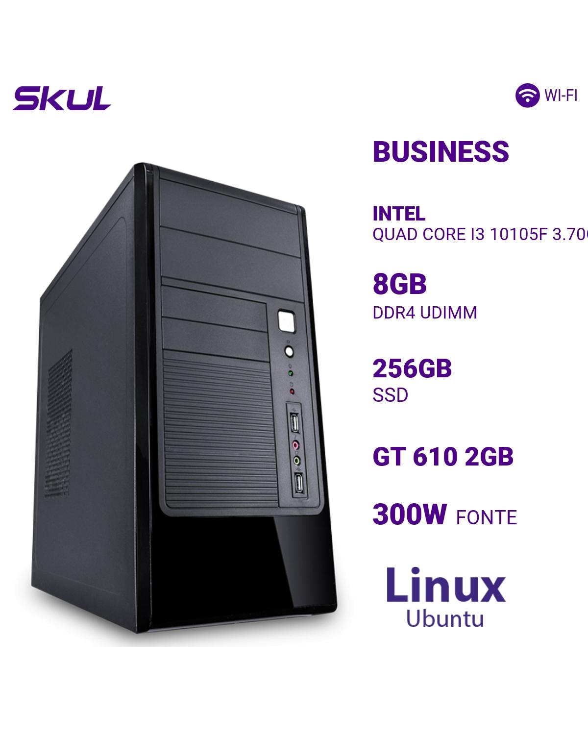 COMPUTADOR BUSINESS B300 I3 10105F 3.70GHZ MEM 8GB DDR4 2X4GB SSD 256GB GT 610 2GB WI-FI FONTE 300W PFC ATIVO LINUX