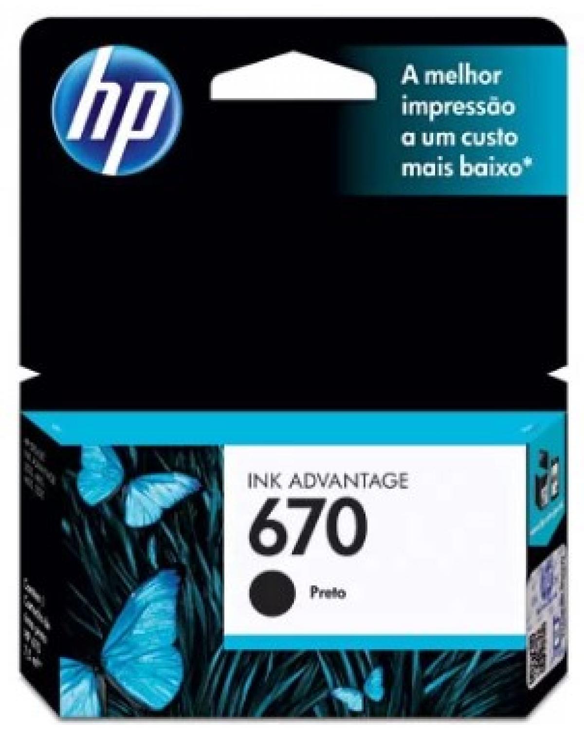 CARTUCHO DE TINTA CZ113AB HP 670 PRETO