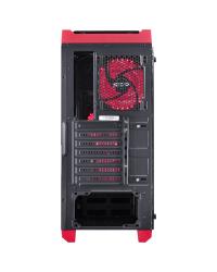 GABINETE MID-TOWER TANK VERMELHO COM 3 FANS LED VERMELHO LATERAL EM VIDRO TEMPERADO - TANPVVM3FCVT