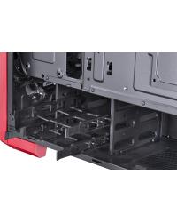 GABINETE MID-TOWER TANK VERMELHO COM 3 FANS LED VERMELHO LATERAL EM VIDRO TEMPERADO - TANPVVM3FCVT