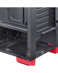 GABINETE MID-TOWER TANK VERMELHO COM 3 FANS LED VERMELHO LATERAL EM VIDRO TEMPERADO - TANPVVM3FCVT