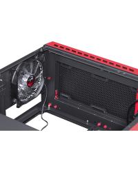 GABINETE MID-TOWER TANK VERMELHO COM 3 FANS LED VERMELHO LATERAL EM VIDRO TEMPERADO - TANPVVM3FCVT