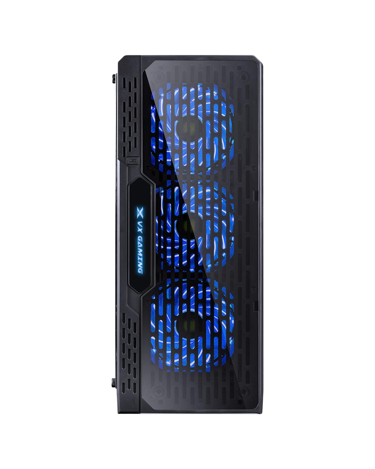 GABINETE GAMER VX GAMING LUMIA COM LATERAL ACRÍLICA PRETO 3 X FAN FRONTAL RGB E COVER DE FONTE