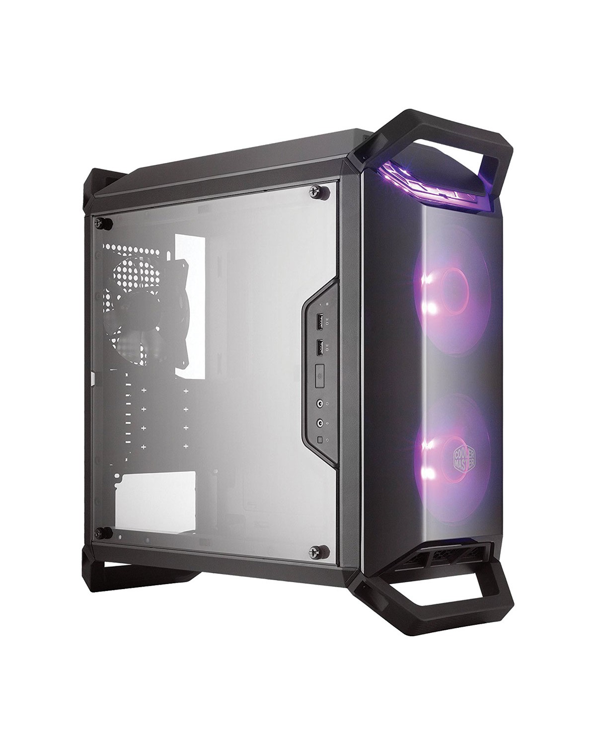 GABINETE MASTERBOX Q300P 2 FANS RGB - CONTROLADOR E SPLITTER - PAINEL LATERAL ACRÍLICO TRANSPARENTE - MCB-Q300P-KANN-S02