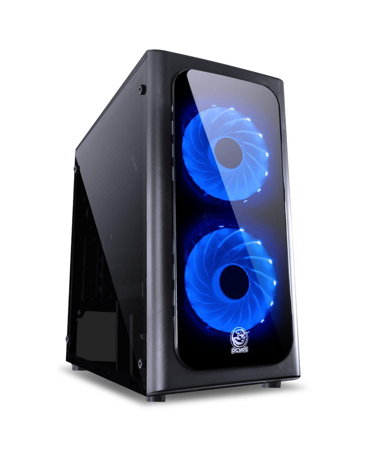 GABINETE MID-TOWER VENUS PRETO COM 2 FANS LED AZUL LATERAL EM ACRÍLICO - VENPTAZ2FCA