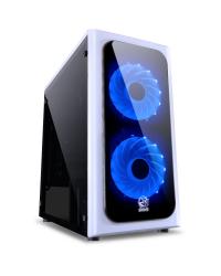 GABINETE MID-TOWER VENUS BRANCO COM 2 FANS LED AZUL LATERAL EM ACRÍLICO - VENBCAZ2FCA