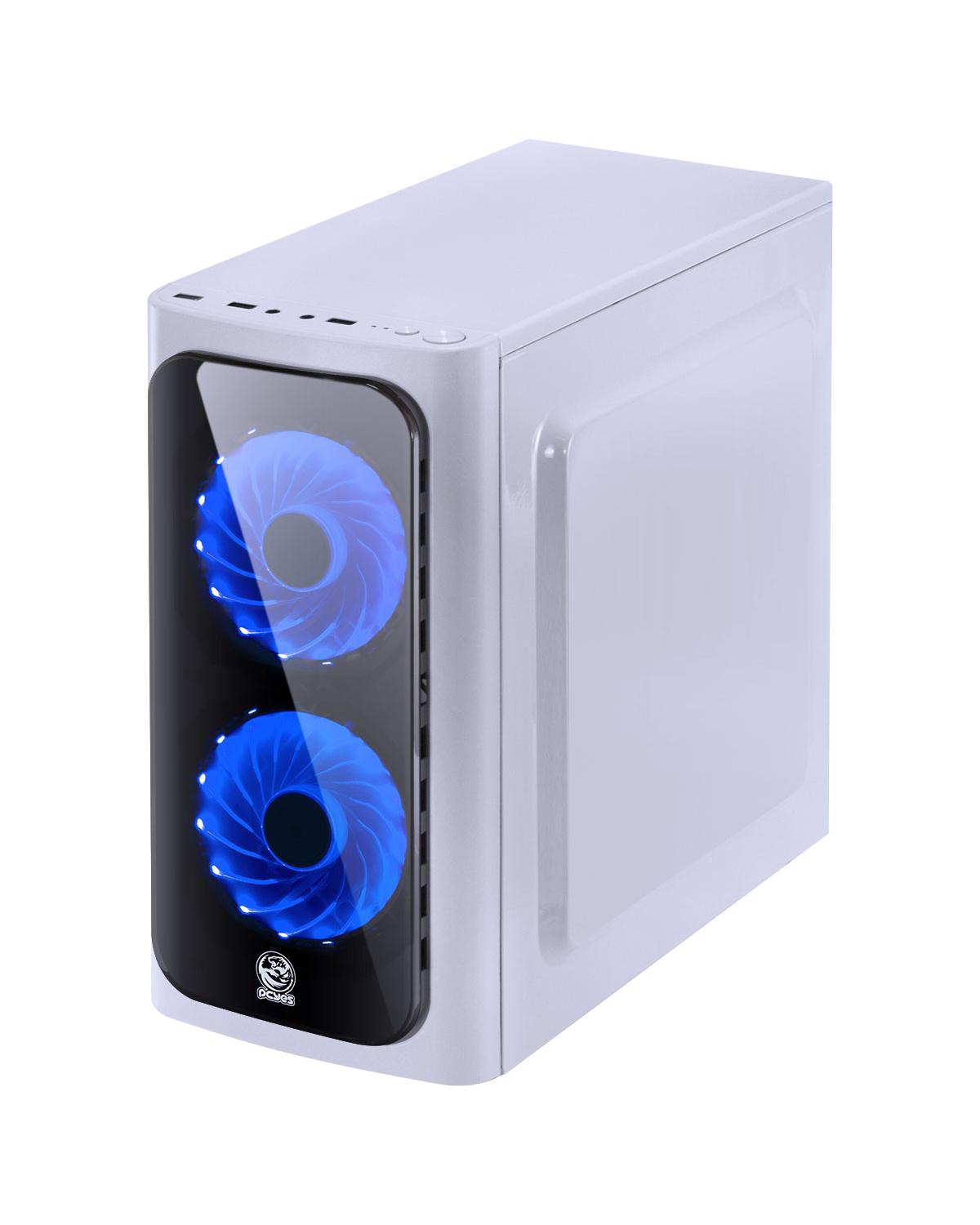 GABINETE MID-TOWER VENUS BRANCO COM 2 FANS LED AZUL LATERAL EM ACRÍLICO - VENBCAZ2FCA