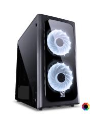 GABINETE MID-TOWER VENUS PRETO COM 2 FANS LED 7 CORES LATERAL EM ACRÍLICO - VENPT7C2FCA