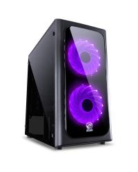 GABINETE MID-TOWER VENUS PRETO COM 2 FANS LED 7 CORES LATERAL EM ACRÍLICO - VENPT7C2FCA