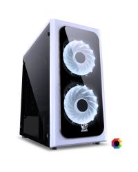 GABINETE MID-TOWER VENUS BRANCO COM 2 FANS LED 7 CORES LATERAL EM ACRÍLICO - VENBC7C2FCA