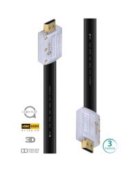 CABO HDMI 2.0 4K ULTRA HD 3D CONEXÃO ETHERNET FLAT COM CONECTOR DESMONTÁVEL 3 METROS - H20FL-3