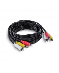 CABO DE VÍDEO COMPOSTO 3 RCA MACHO PARA 3 RCA MACHO 28AWG PURO COBRE 2 METROS - P3R-2