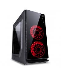 GABINETE GAMER VX GAMING CRATER COM JANELA ACRÍLICA PRETO COM 2 X FAN FRONTAL 120MM 15 PONTOS DE LED VERMELHO