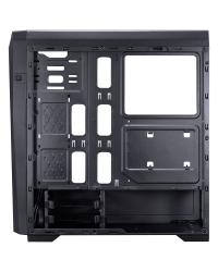 GABINETE GAMER VX GAMING LYNX COM LATERAL ACRÍLICA PRETO FITA LED RGB FRONTAL E COVER DE FONTE