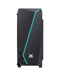 GABINETE GAMER VX GAMING LYNX COM LATERAL ACRÍLICA PRETO FITA LED RGB FRONTAL E COVER DE FONTE