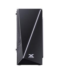 GABINETE GAMER VX GAMING PYXIS COM JANELA ACRÍLICA COM DOBRADIÇA PRETO FRONTAL COM FITA LED RGB