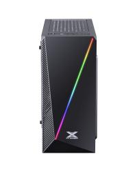 GABINETE GAMER VX GAMING PYXIS COM JANELA ACRÍLICA COM DOBRADIÇA PRETO FRONTAL COM FITA LED RGB