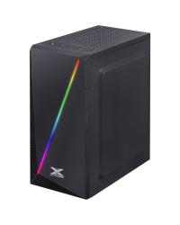 GABINETE GAMER VX GAMING PYXIS COM JANELA ACRÍLICA COM DOBRADIÇA PRETO FRONTAL COM FITA LED RGB