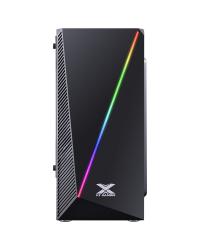 GABINETE GAMER VX GAMING PYXIS COM JANELA ACRÍLICA COM DOBRADIÇA PRETO FRONTAL COM FITA LED RGB