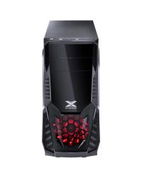 GABINETE GAMER VX GAMING KEPLER COM JANELA LATERAL ACRÍLICA PRETO FRONTAL ACRÍLICO 1 FAN LED VERMELHO