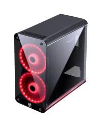 GABINETE MID-TOWER SOLARIS PRETO COM 2 FAN 20CM RGB COM FRONTAL E LATERAIS EM VIDRO TEMPERADO - SOLPTRGB2FV