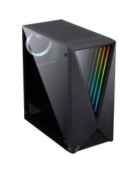 GABINETE MID-TOWER VECTOR PRETO 3 FANS RGB LATERAL EM VIDRO TEMPERADO - VCPTRGB3FV