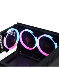 GABINETE MID-TOWER VECTOR PRETO 3 FANS RGB LATERAL EM VIDRO TEMPERADO - VCPTRGB3FV