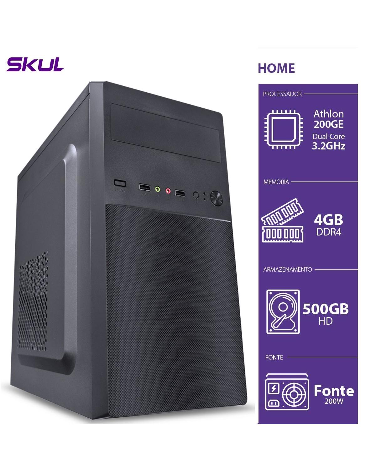 COMPUTADOR HOME H200 - ATHLON DUAL CORE 200GE 3.2GHZ 4GB DDR4 HD 500GB HDMI/VGA FONTE 250W