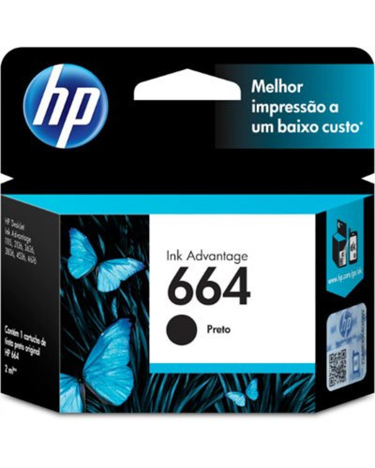 CARTUCHO F6V29AB HP 664 PRETO