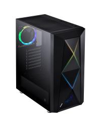 GABINETE FULL-TOWER DIMENSION PRETO COM LED E FAN TRASEIRO RGB - LATERAL EM VIDRO TEMPERADO - DIPTRGB1FCV