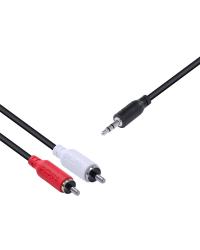 CABO DE ÁUDIO 2 RCA MACHO PARA P2 3.5MM MACHO 28AWG PURO COBRE 2 METROS - P2R35-2