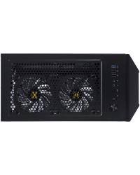 GABINETE GAMER EATX VX GAMING SAGITARIUS COM VIDRO TEMPERADO PRETO FRONTAL COM 3 FANS E FITA LED RGB