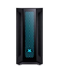 GABINETE GAMER EATX VX GAMING SAGITARIUS COM VIDRO TEMPERADO PRETO FRONTAL COM 3 FANS E FITA LED RGB