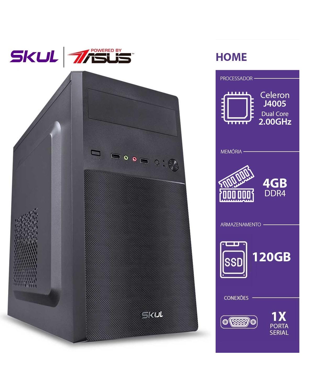 COMPUTADOR HOME H100 POWERED BY ASUS - CELERON J4005 2.00GHZ 4GB DDR4 SSD 120GB HDMI/VGA FONTE 300W