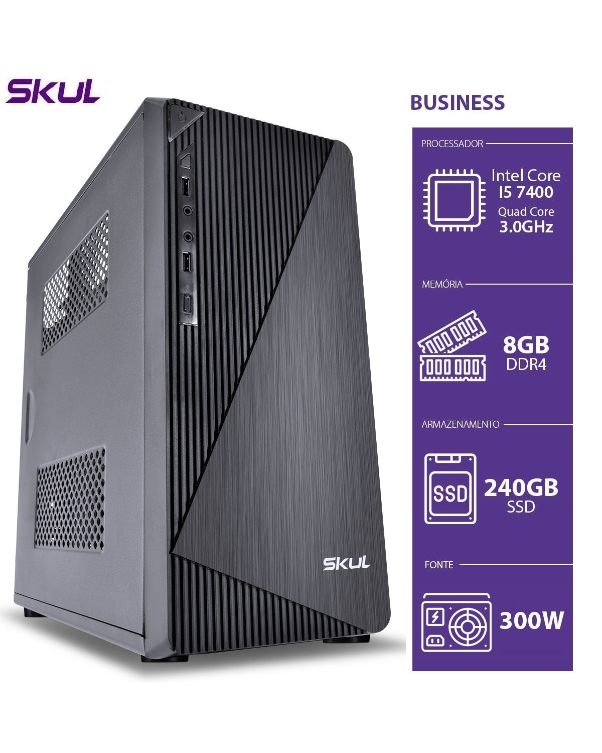 COMPUTADOR BUSINESS B500 - I5-7400 3.0GHZ 8GB DDR4 SSD 240GB HDMI/VGA FONTE 300W PCF ATIVO LINUX