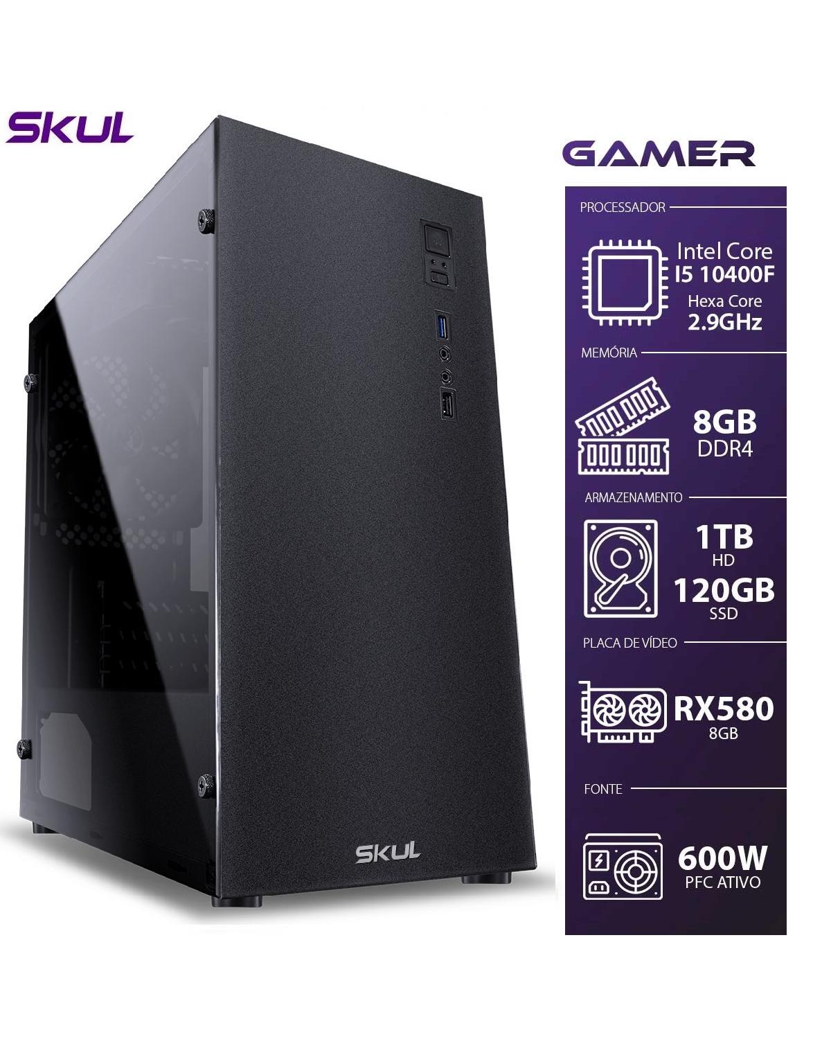 COMPUTADOR GAMER 5000 - I5 10400F 2.9GHZ 10ª GER. MEM. 8GB DDR4 SSD 120GB HD 1TB RX 580 8GB FONTE 600W