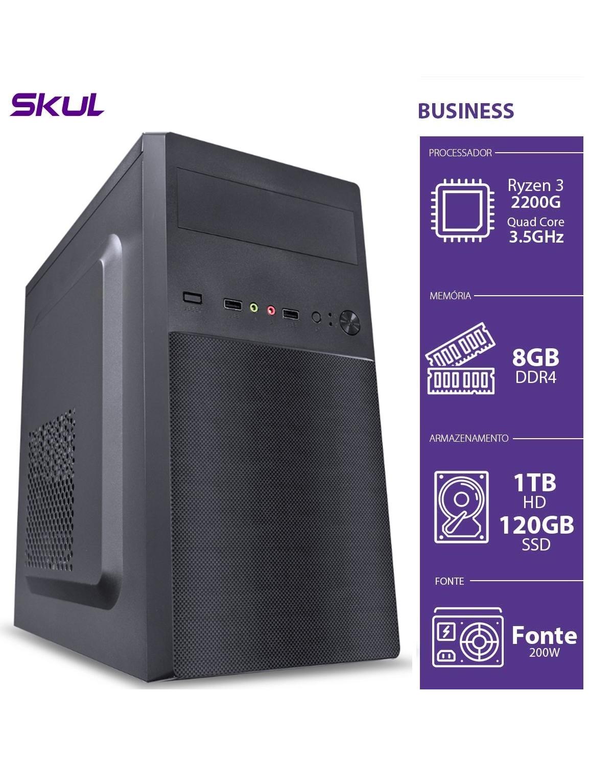 COMPUTADOR BUSINESS B300 - RYZEN 3 2200G 3.5GHZ 8GB DDR4 SSD 120GB HD 1TB HDMI/VGA FONTE 200W