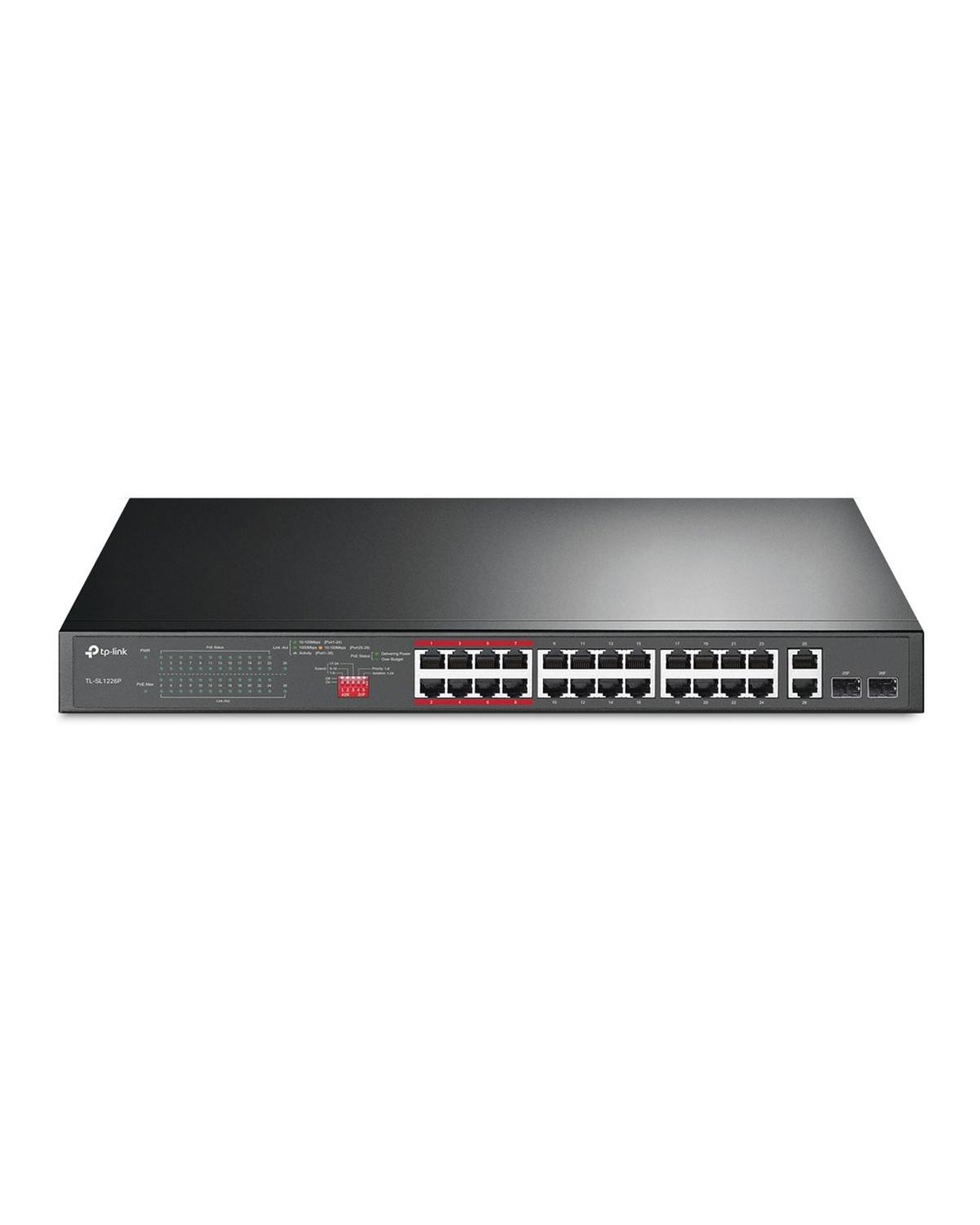 SWITCH POE+ C/ 24 PORTAS 10/100MBPS E 2 PORTAS GIGABIT TL-SL1226P SMB