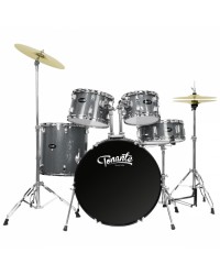 BATERIA ACUSTICA - LINHA SONORA - 22", 10", 12", 14", 16" - COM KIT DE FERRAGENS E BANCO - GRAY SPARKLE - BST1954GS